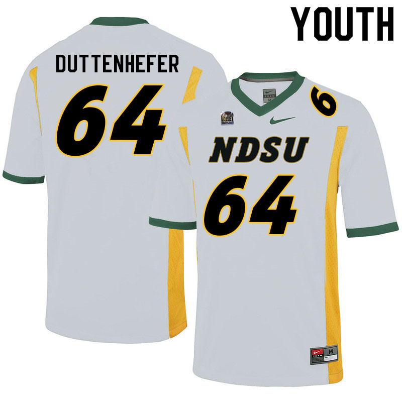 Youth #64 Jaxon Duttenhefer North Dakota State Bison College Football Jerseys Sale-White - Click Image to Close